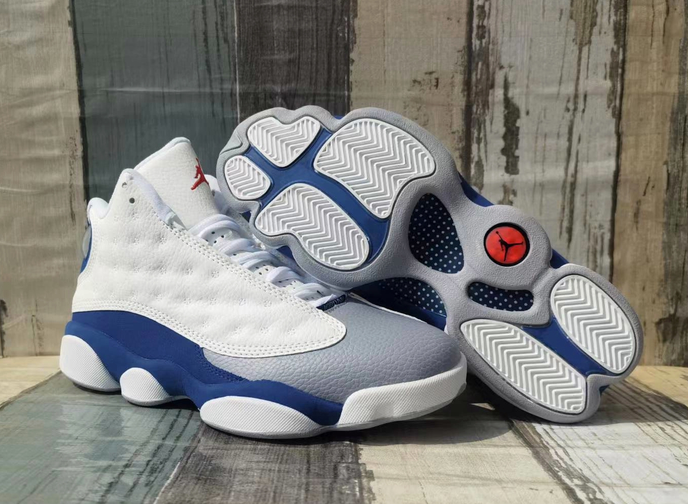 2022 Men Air Jordan 13 White Grey Blue Shoes